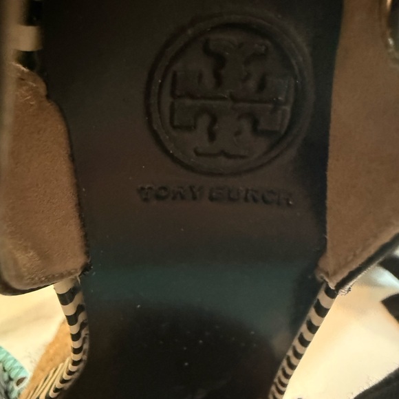 Tory Burch Black and Tan Espadrille Wedges - Picture 2 of 14